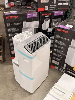 Toshiba 12,000 BTU DUO Smart Portable Inverter AC Cools up to 550 Sq. Ft. w/ Heater, Remote, Sleep Mode, WiFi Enabled, in White