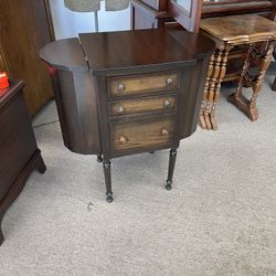 Beautifully Refinished Antique Sewing Table, 3 drawers