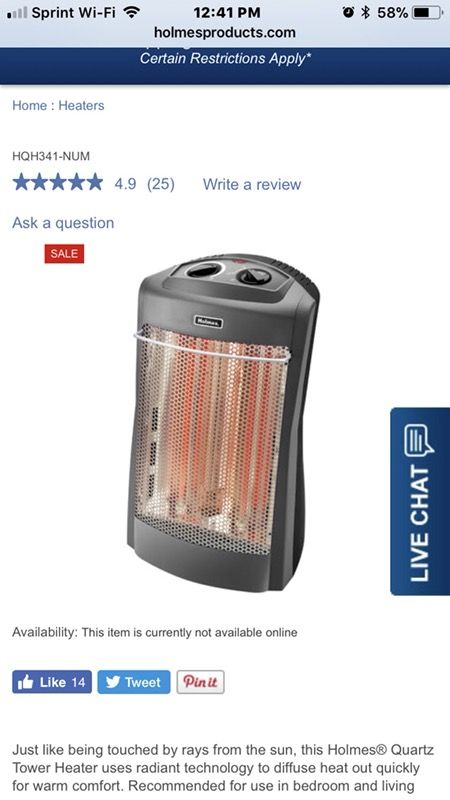Holmes Heater http://www.holmesproducts.com/heaters/holmes-quartz-tower- heater-with-manual-controls-grey/HQH341-NUM.html for Sale in Mauldin, SC -  OfferUp