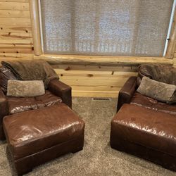 RH Restoration Hardware Swivel Chairs And Ottomans