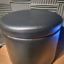 Storage Round Ottoman With Tray