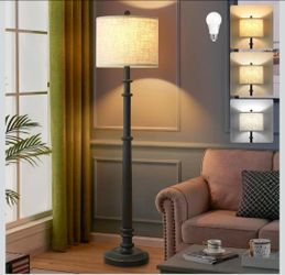 Floor Lamps for Living Room - 60" Farmhouse Floor Lamp with Adjustable Color Temperatures - Vintage Standing Lamp Reading Light with Linen Shade Retro