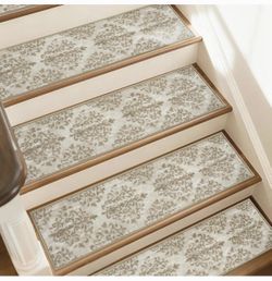 JSEI Stair Treads for Wooden Steps, 15 Pack 8" X 30" Non-Slip Machine Washable Carpet Stair Treads with TPE Backing, Indoor Stair Rug Runner for Kids 