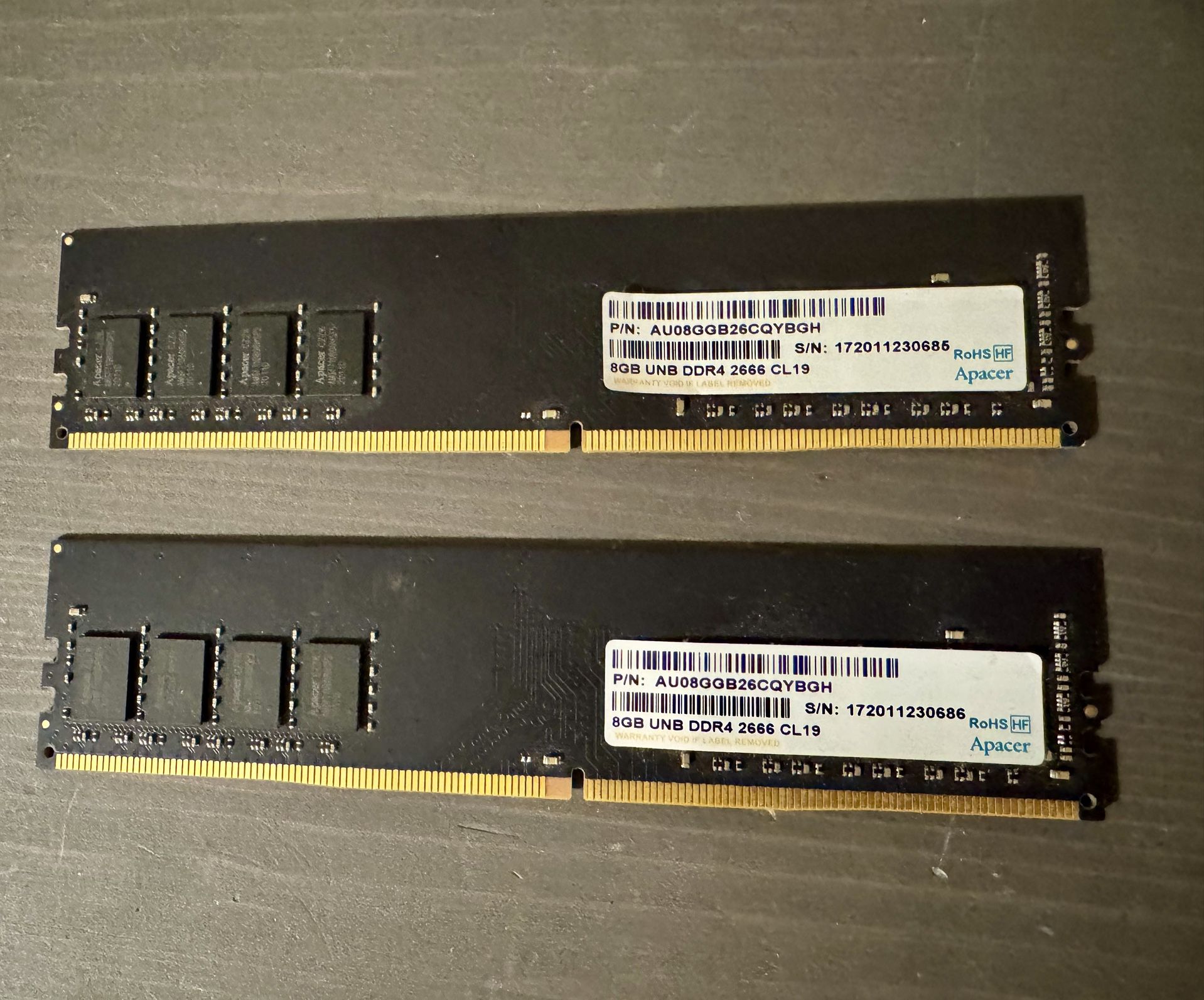 2 8gb Ram Sticks (DDR4)