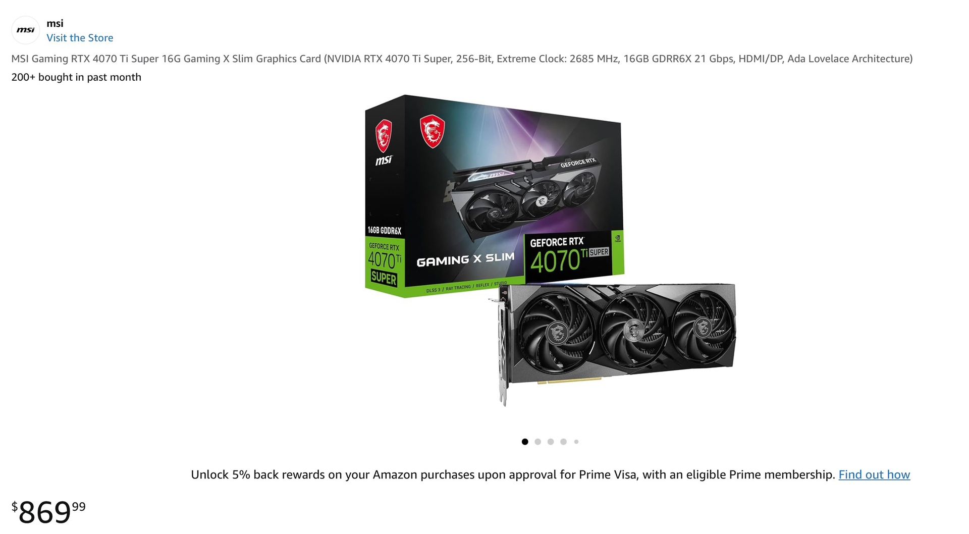 MSI Gaming RTX 4070 Ti Super 16G Gaming X Slim Graphics Card NVIDIA (NEW)