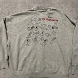 Disney Uniqlo 101 Dalmations Crewneck Sweatshirt M Gray Pullover Sweater 101 Fun