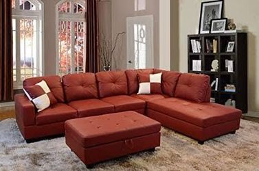 BRAND NEW 3 PIECES SECTIONAL COUCH WITH STORAGE OTTOMAN 