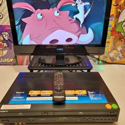 SONY DVD VCR Combo Player Cassette Tape Recorder VHS Movies w/ Remote & Cables