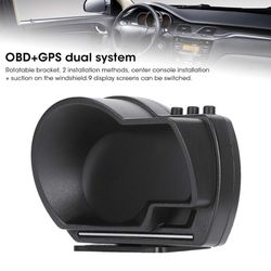 Car HUD Head Up Display, OBD2 + GPS Car Windshield Head-Up Display, Multifunction Speed / Mileage/Altitude/Alarm/Vehicle Performance Monitoring

