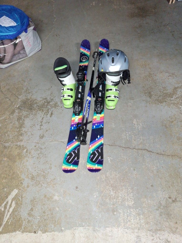 129cm K2 Skis Dalbello Boots23.5 Helmet  And Poled 