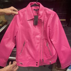 good condition pink leather jacket 