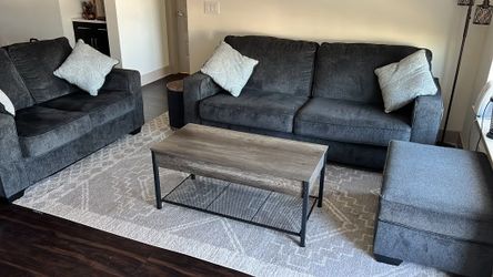 Sofa, loveseat, ottoman and coffee table set