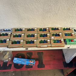 Vintage C9¼ Christmas Lights – New Old Stock – 15 Boxes + Extra Bulbs – Whole Lot  Up for sale is a lot of vintage Christmas lights, featuring 15 boxe