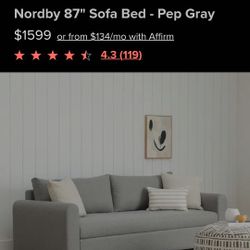 Nordby 87" Sofa Bed Pep Gray By Article
