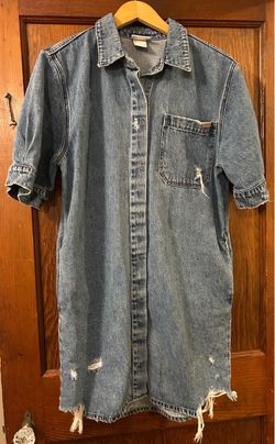 Distressed Denim Shirt Dress