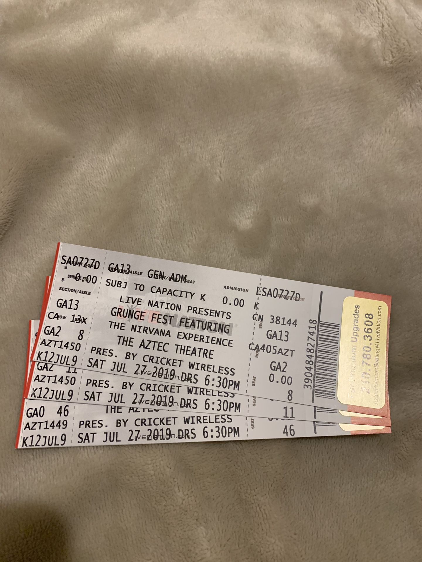 Set of 3 tickets to Grunge Fest Featuring The Nirvana Experience. Get All 3 X$15