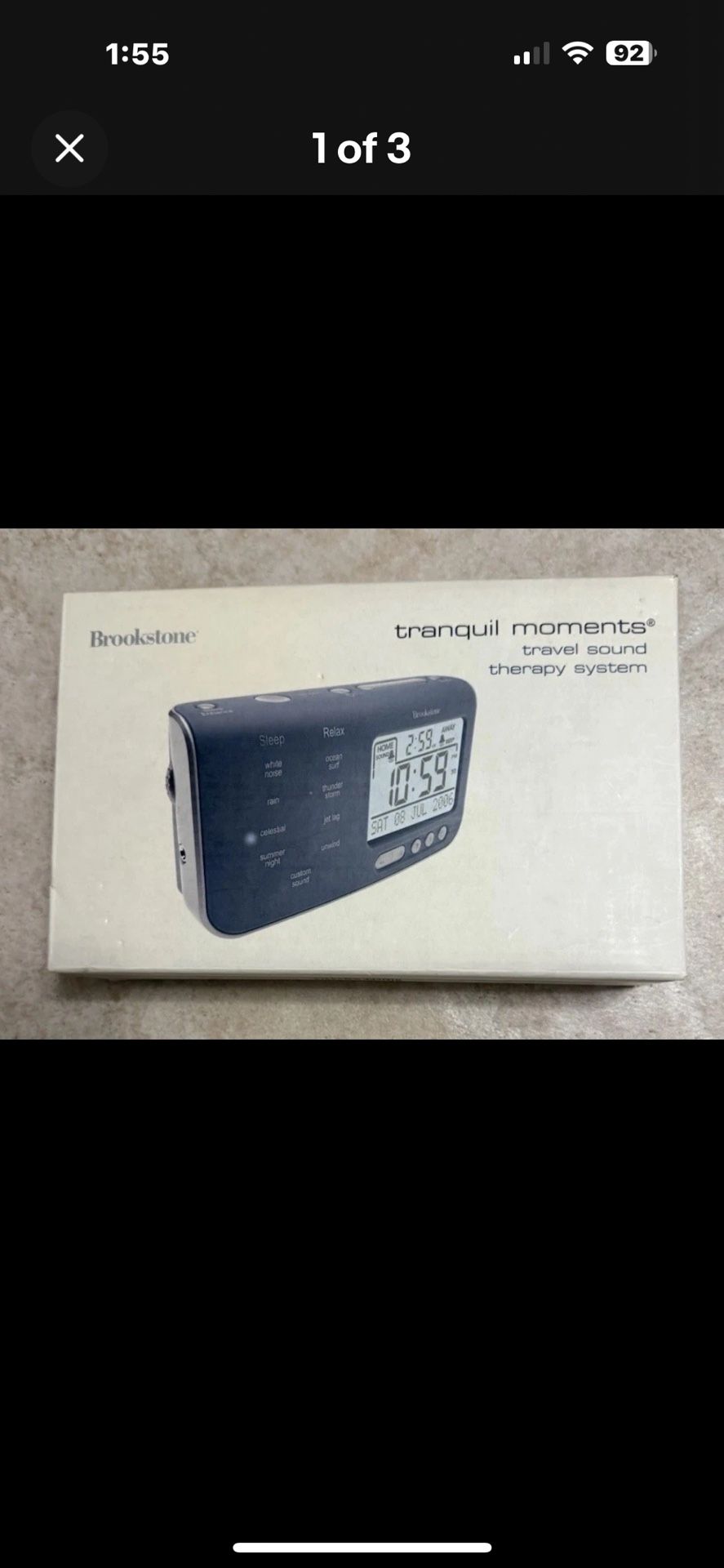 Brookstone Tranquil Moments Alarm Clock Travel Sounds Therapy System