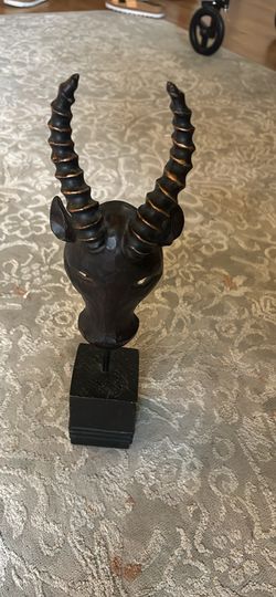 Antelope Head Sculpture on Stand