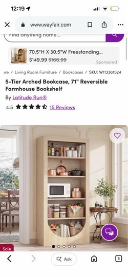 5-Tier Arched Farmhouse Bookcase