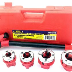 Pipe Threading Tool With Ratchet Handle - 3/8" 1/2" 3/4" 1" 1-1/4" Dies