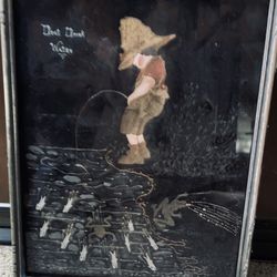 “Don’t Drink Water” Folk-Art Outsider-Art Style Mixed-Media Picture on Some Kind Velvet Matt.12”X15” 