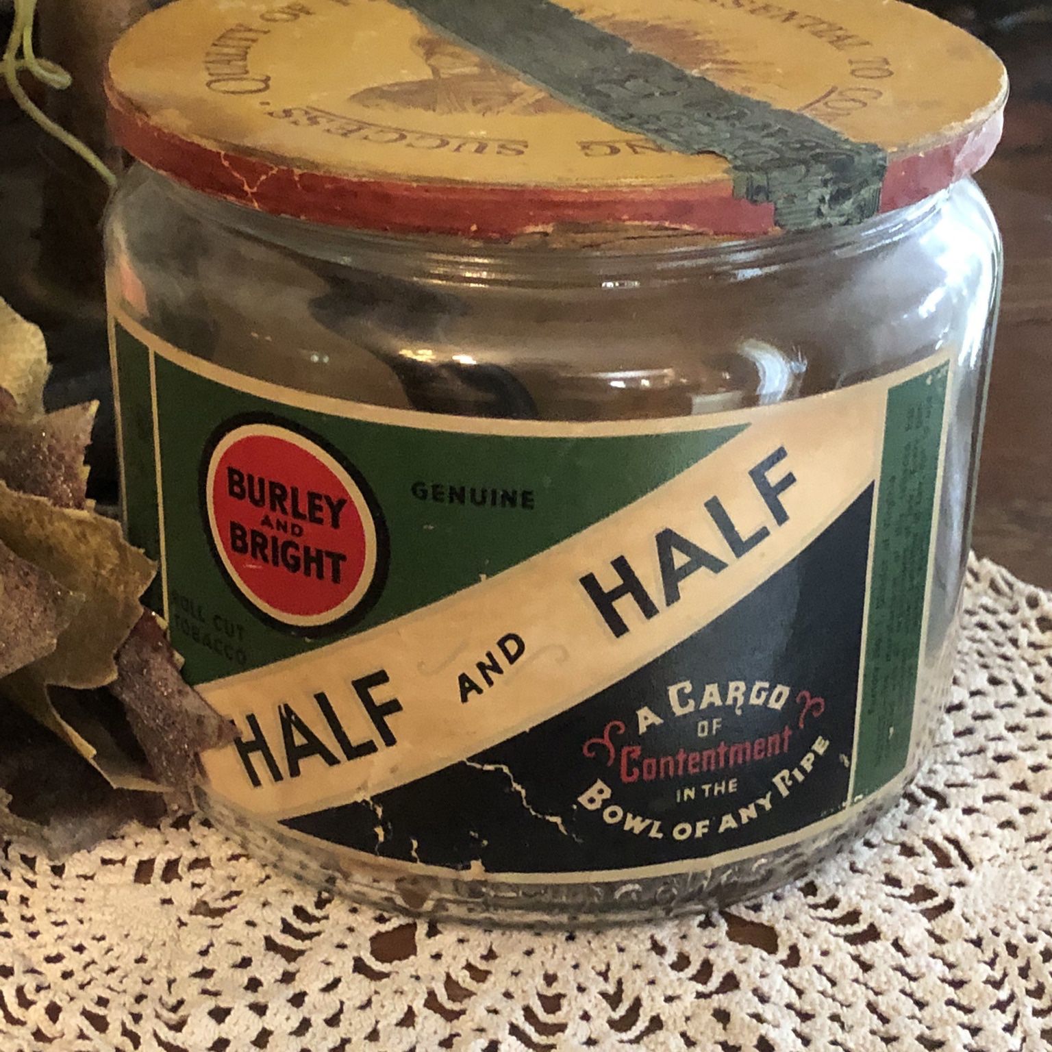 Vintage Burley and Bright Half and Half Jar 