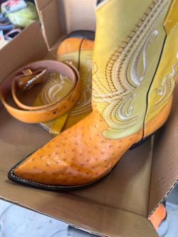 Men’s ostrich Cowboy Boots Size:10 / Matching Belt 🕺🏼
