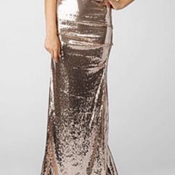 Nicole Miller gold prom strapless dress