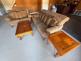 Living Room Sofa and Loveseat Set and tables