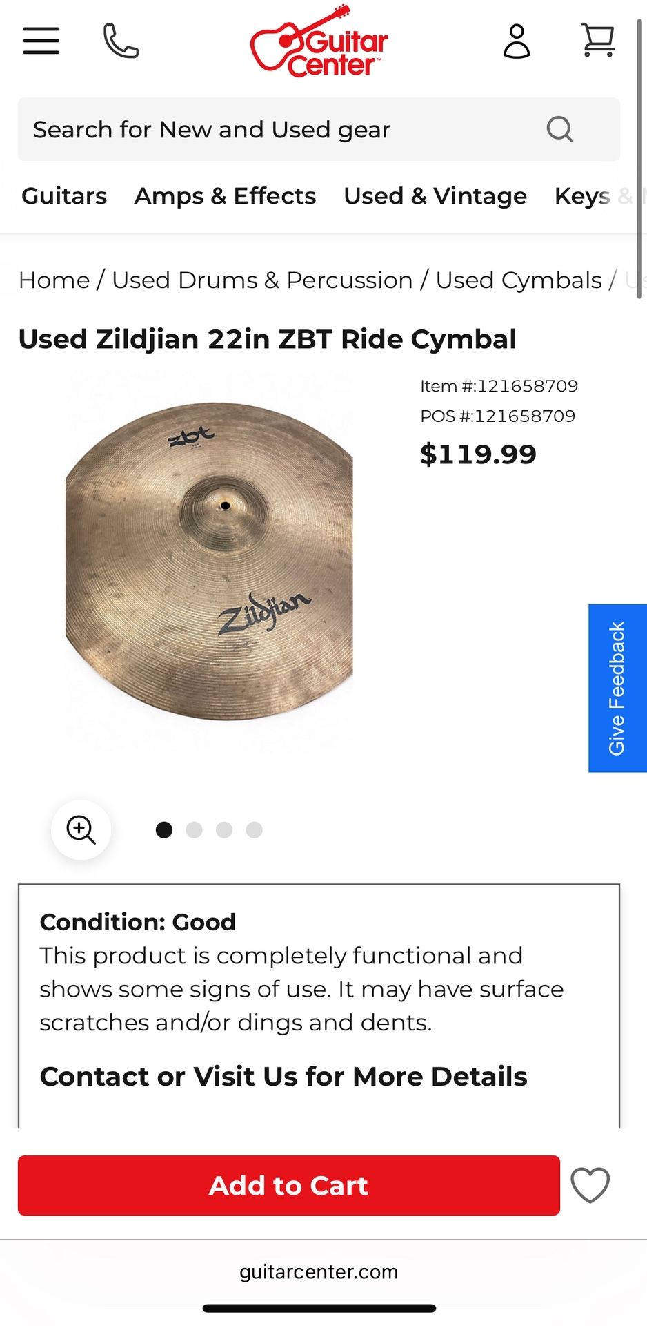 Zildjian 22” Ride Cymbal