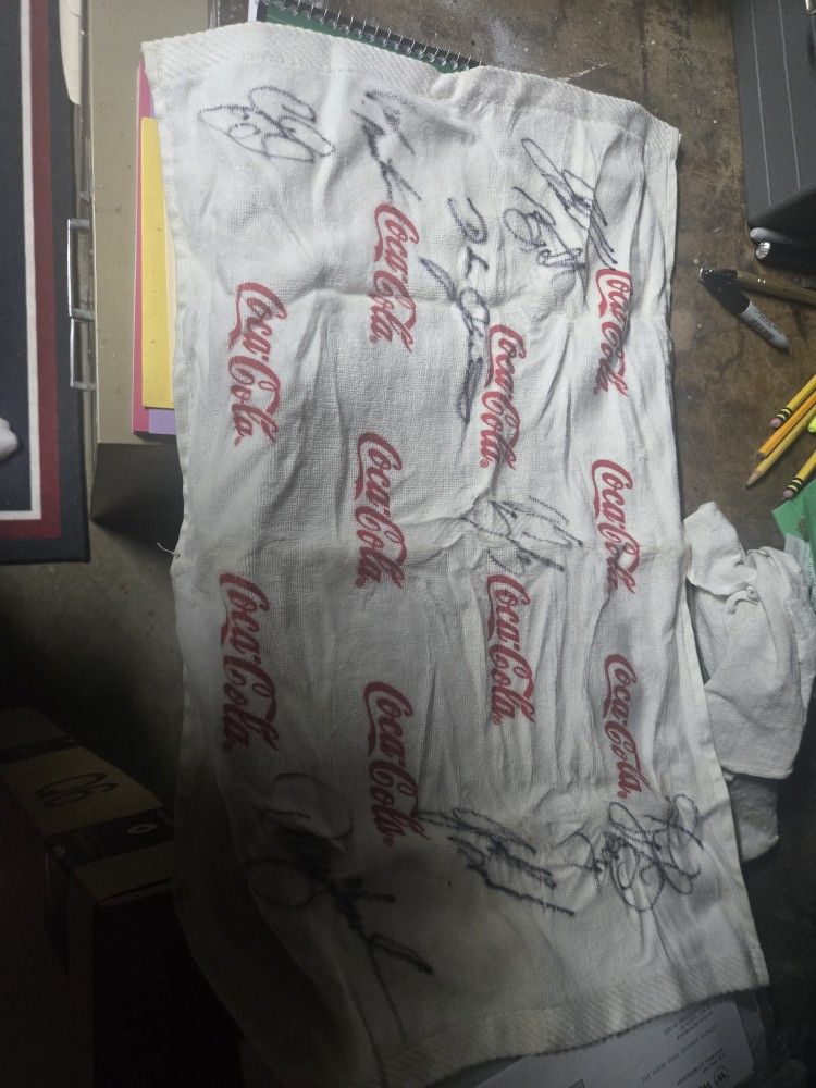 Nascar Racing Coke Towel With Autographs