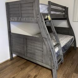 Twin Full Grey Bunkbed With Orthopedic Mattress Included!!
