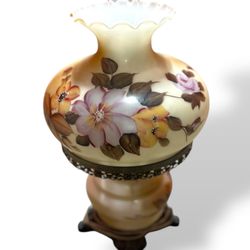Antique Lamp Floral Rose Design Chimney Ruffled Globe Light