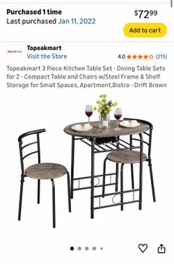 Compact 3-Piece Dining Table Set w/ 2 Chairs
