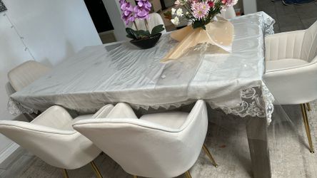 Dining Table With Six Modern Chairs