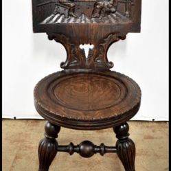 ANTIQUE OAK TAVERN CHAIR( (2)