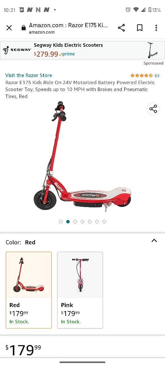 Razor Electric Scooter E175 🛴 (Needs Battery) $25 FIRM