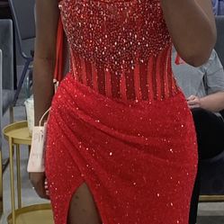 Red, Prom Dress, Size 8 