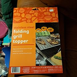 Brand New Stainless Steel Folding Grill Topper 17.95' By 12" Grilling Grillware 