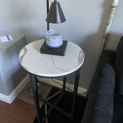 Living Room Table Ser Coffee Table Rectangular And 2 Round Side Table White Faux Marble