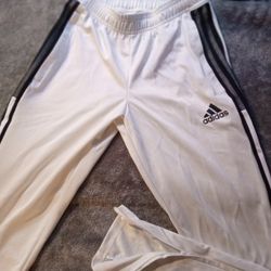 ADIDAS WHITE AND BLACK JOGGERS 