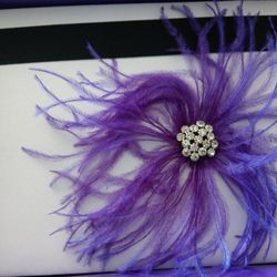 New Purple Feathered White Wedding Guest Book