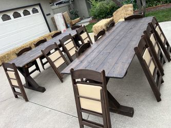 wooden tables and chairs