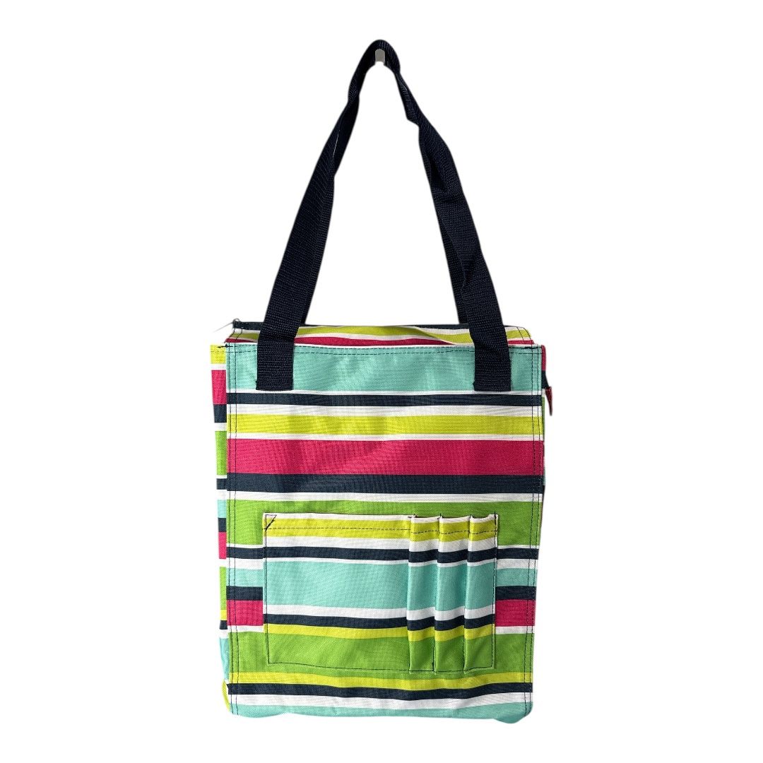NWT Thirty-One 31 Tall Organizing Tote Preppy Pop Striped Bag 11x13x6 Zipper Top