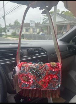 Paisley with fringe beaded bag