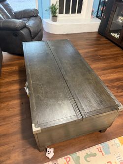 Gray Wood Coffee Table with Storage