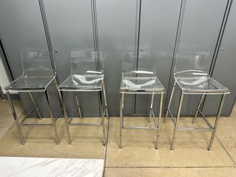 CB2 Chairs Acrylic & Chrome Bar Stools Set of 4