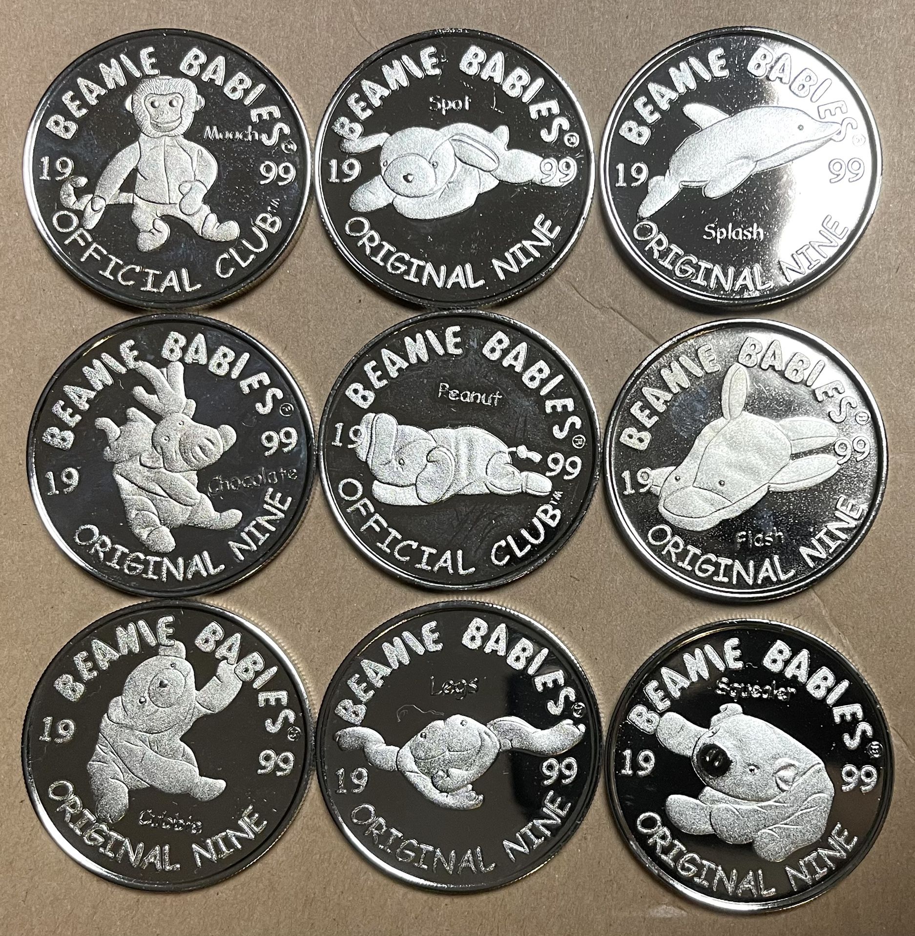 9 Original Beanie Babie Coins 