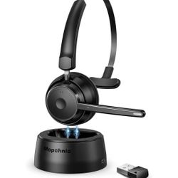 Bluetooth Headset 2024 Upgraded Version, Wireless Headset with AI Noise Canceling Microphone