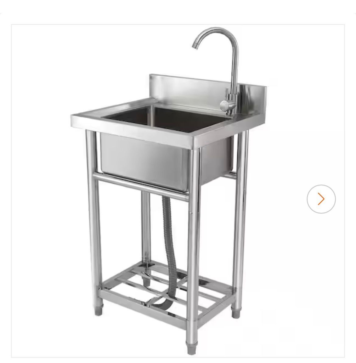 SKYSHALO Stainless Steel Utility Sink, 1-Compartment Free Standing Small Sink, 16 in. x 13 in. x 8.7 in. Commercial Single